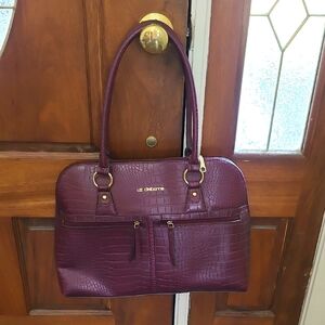 Liz Claiborne Purple croc embossed Satchel